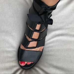 Shellys London black Lace Up Sandal